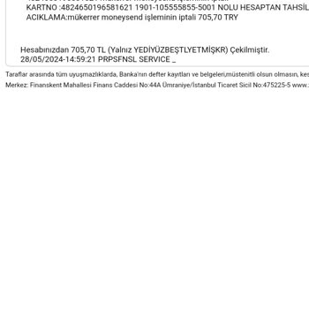 Ziraat Bankası Mükerrer Moneysend İşleminin İptali