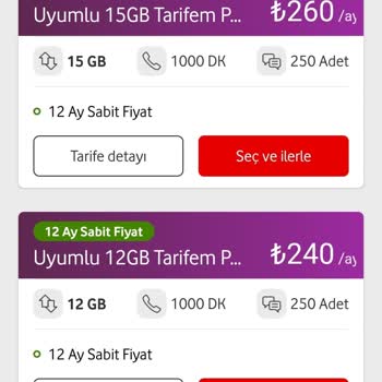 Vodafone Tarife Değişiliği Farklı Fiyat Uygulaması