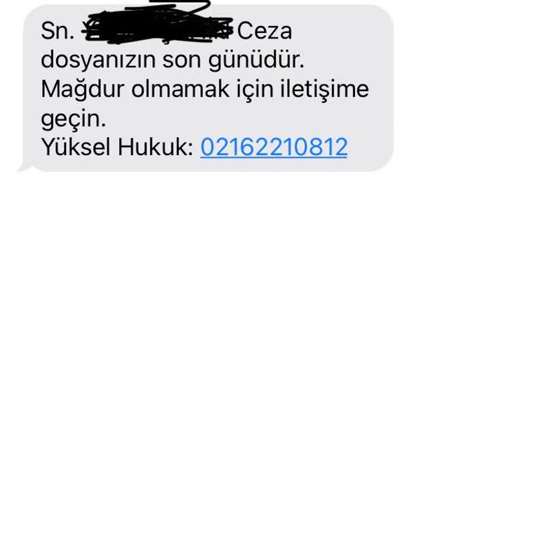 Yüksel Hukuk (SMS) Hukuk Mesajı Yanlış