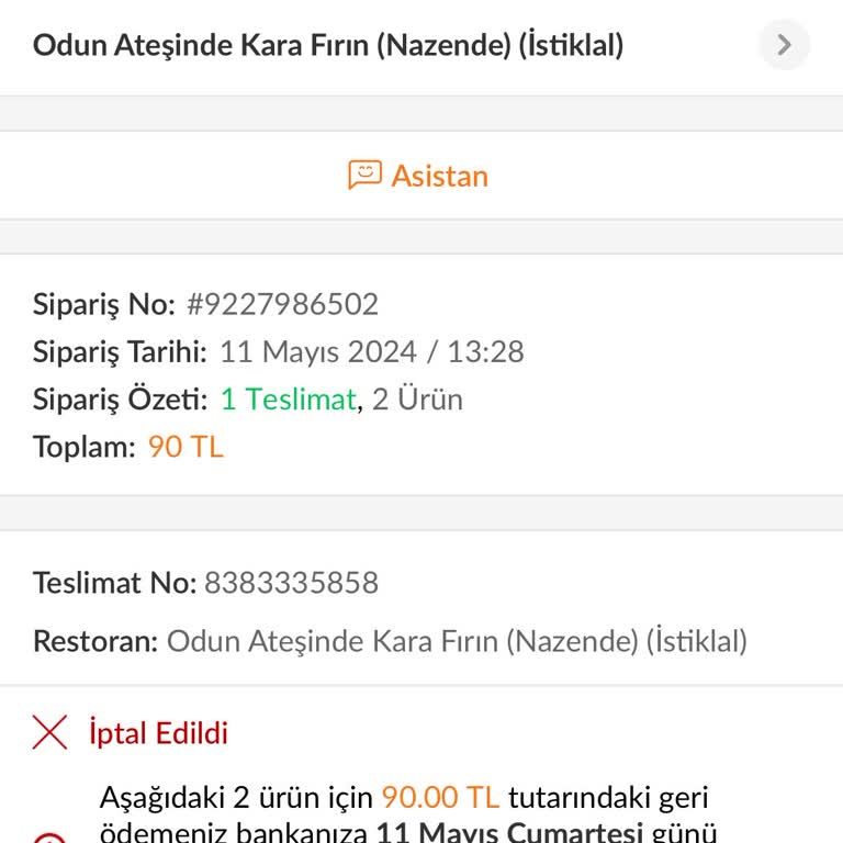 Trendyol Yemek İptal Edilen Yemek Ücreti Hesabıma Yansımadı