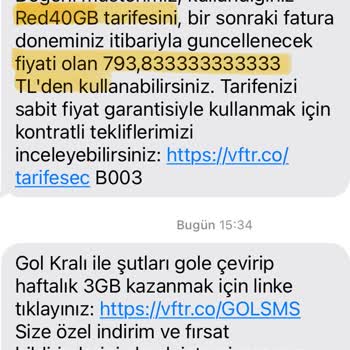 Vodafone Fahiş Fiyat Artışı