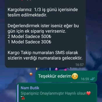 Nam Butik Instagram Sayfası Sipariş Ettiğim Ürünleri Göndermedi.