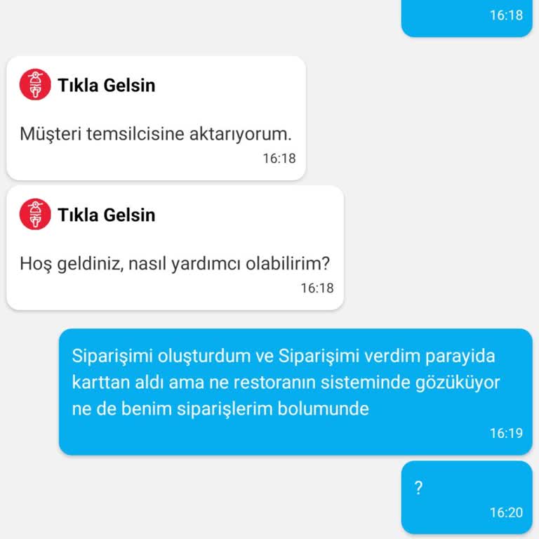 Tıkla Gelsin Müşteri Hizmetleri Cevap Vermiyor