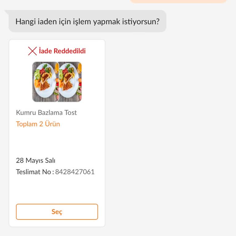 Trendyol Yemek - Yanlış Sipariş Teslimi Ve Maddi Mağduriyetim