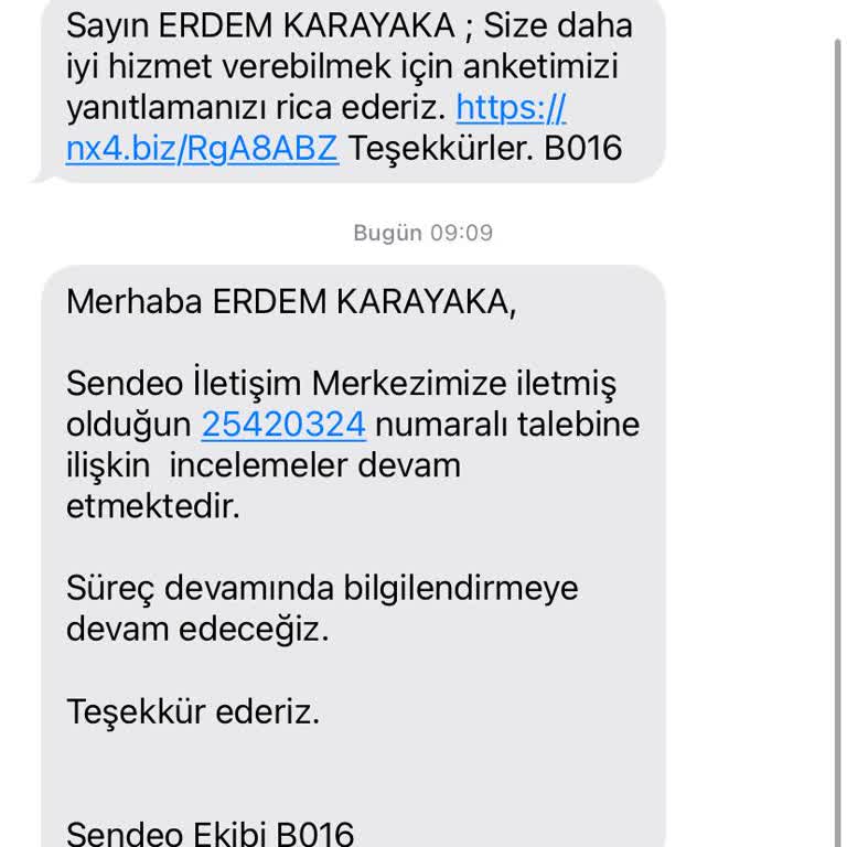 Sendeo Sipariş Teslim Edememe