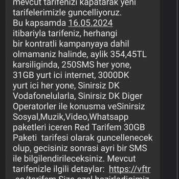 Vodafone Fahiş Fatura Fiyatlandırması.
