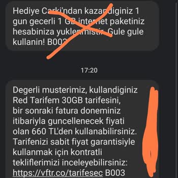 Vodafone Fahiş Fatura Fiyatlandırması.