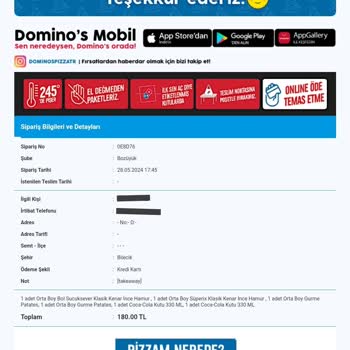 Domino's'ta Kampanyalı Menü Siparişim Sebepsiz Yere İptal Edildi.
