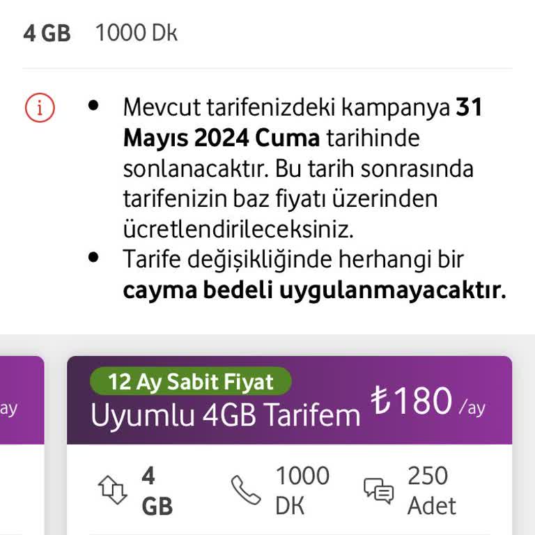 Vodafone Fahiş Fiyat Artışı