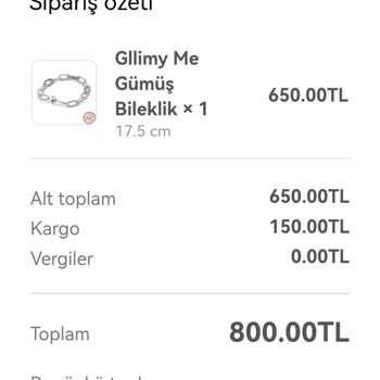 Gllimy Jewellry Marka Siparişimi Göndermiyor Ve İptal Etmiyor