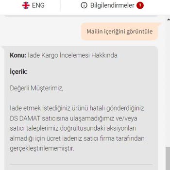 DS Damat Hatalı Ürünün Kabulü