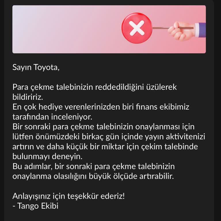 Tango Ret Gerekçesi 101 Hatası
