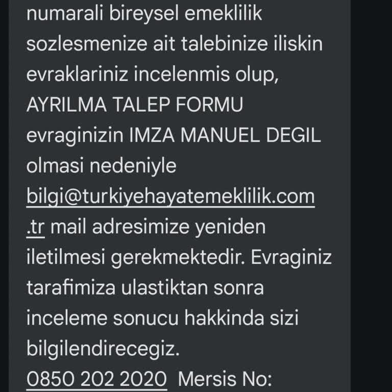 Türkiye Hayat Emeklilik 'ten Ayrılmak İstiyorum