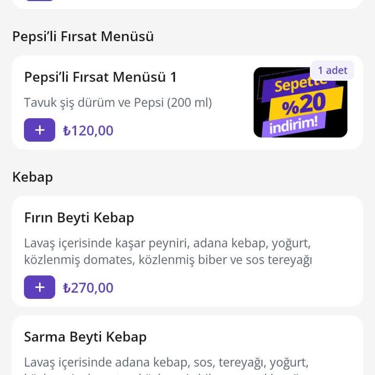 GetirYemek İndirim Kampanyalı Menüde İndirim Uygulanmadı