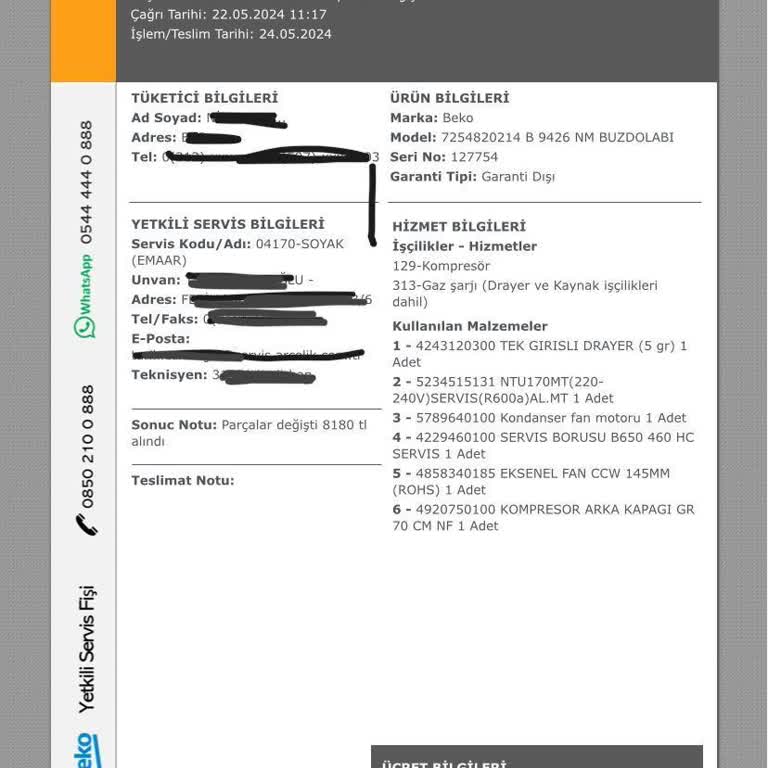 Beko Yetkili Servisi Hatası!