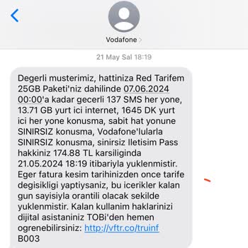 Vodafone Onayım Olmadan Fatura Dönemi Ortasında Değiştirdi.