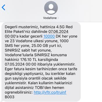 Vodafone Onayım Olmadan Fatura Dönemi Ortasında Değiştirdi.