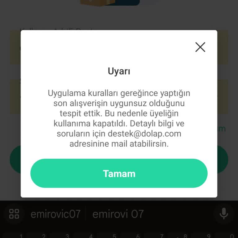 Dolap Uygunsuz İşlem