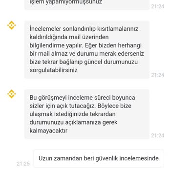 Binance TR Hesabım Devre Dışı Kaldırılmasını Talep Ediyorum