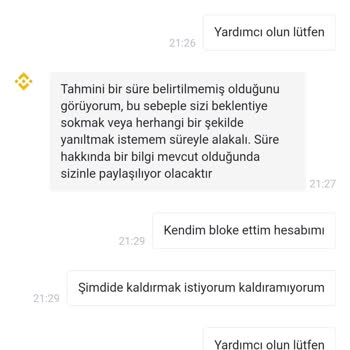 Binance TR Hesabım Devre Dışı Kaldırılmasını Talep Ediyorum
