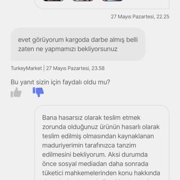 Hepsiburada Kırılmış Makine Teslim Edildi