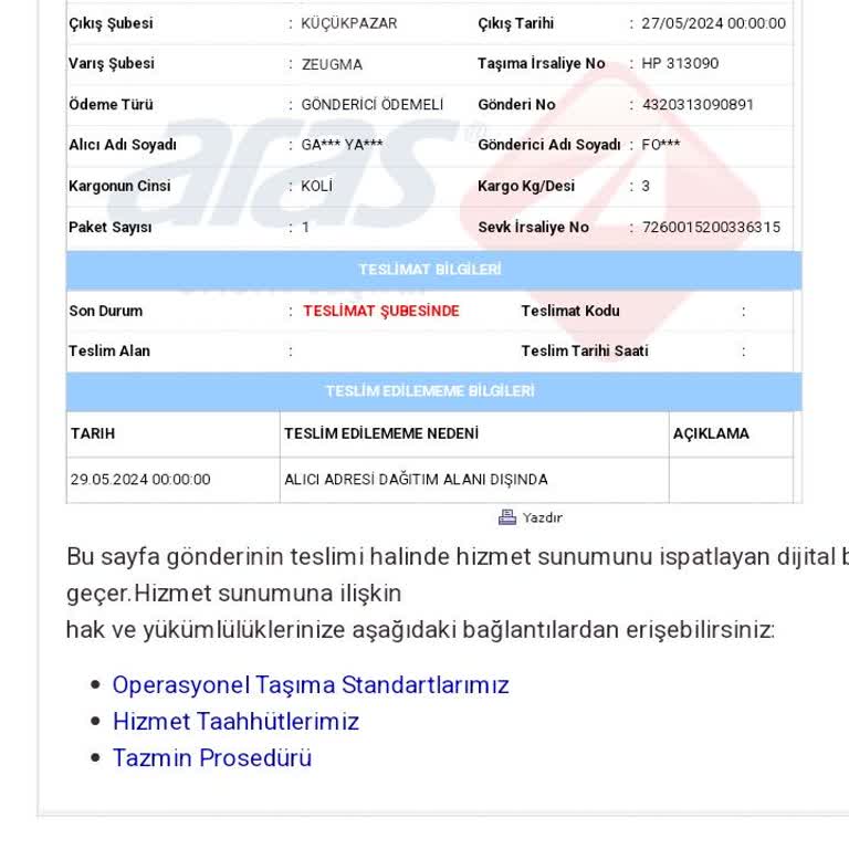 Aras Kargo Pişmanlıktır. Kargomu Teslim Etmiyor.