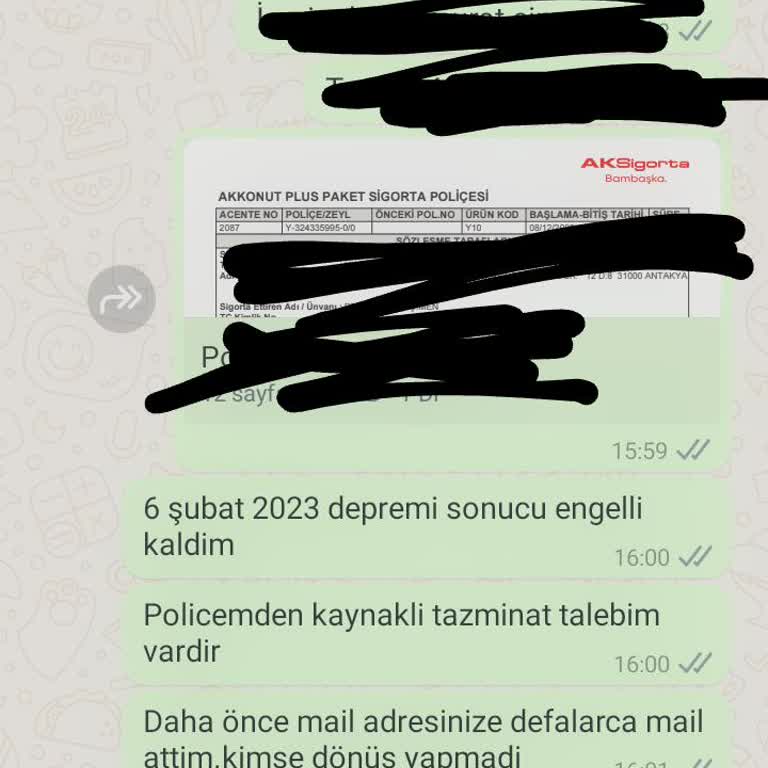 Aksigorta'dan Tazminat Talebime Geri Dönmüyor.