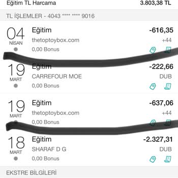 Thetoptoybox.com 3 Ay Boyunca Rızam Dışında Karttan 3780 TL Para Çek