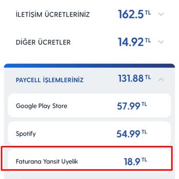 Turkcell Bilgim Dışında Faturaya Yansıyan Ücret