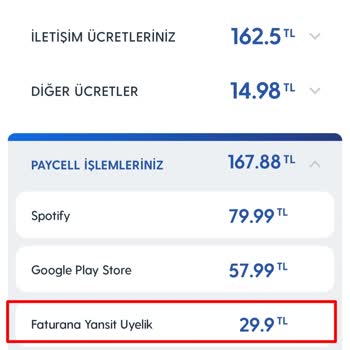 Turkcell Bilgim Dışında Faturaya Yansıyan Ücret
