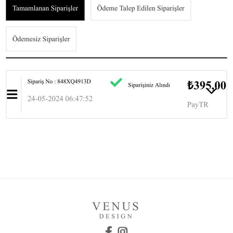 Venüs Design Parası Ödenen Ürünü Göndermiyor