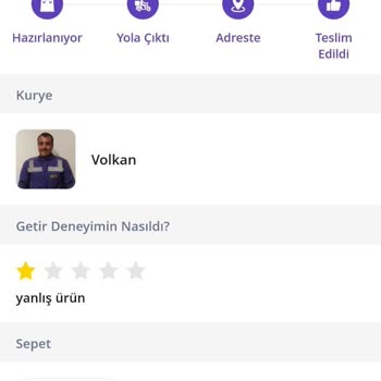 Getir Müşteriyi Memnun Etme İsteği 0. Bir Ürün Değişimi İstedim?