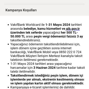 VakıfBank Belediye Ödemelerinde Peşine 3 Taksit Kampanyasına Uymuyor