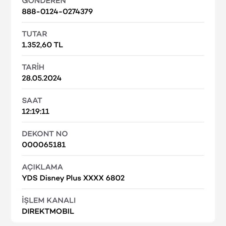 Disney+ Onayım Olmadan Alınan 1352 TL Paramın İadesi İstiyorum