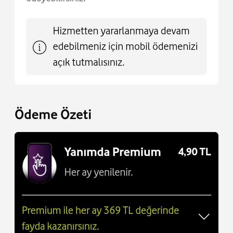 Vodafone Yanımda Premium Hata