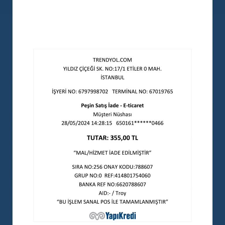 Yapı Kredi Bankası Trendyol İade Tutarı Kredi Kartı Limitime Yansımadı