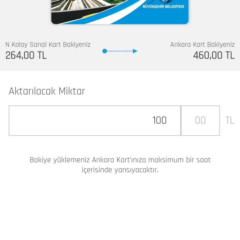 N Kolay Sanal Kart'tan Ankara Kart' A Para Aktaramıyorum.