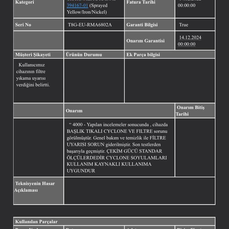 Dyson V12 Süpürge Problemi
