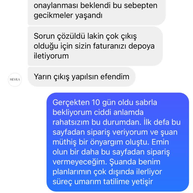 Mevra 11gündür Bekleyen Sipariş