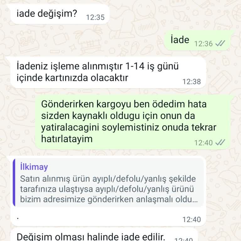 ilkimay.com Defolu Üründe Kargo Parasını Müşteriye Ödetme