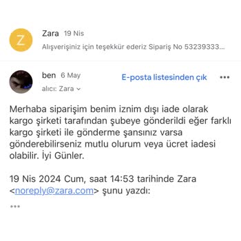 Zara Kargo Sıkıntısı Çözüm