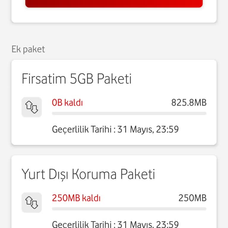 Vodafone Ek Paket Yetersiz Aktarılması