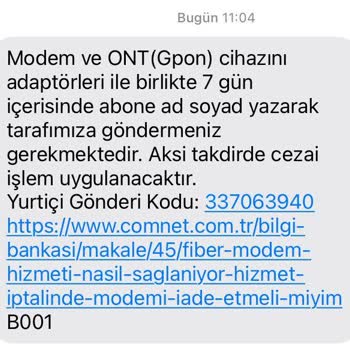 Comnet Haksız Olarak Aboneliğim İptal Edildi