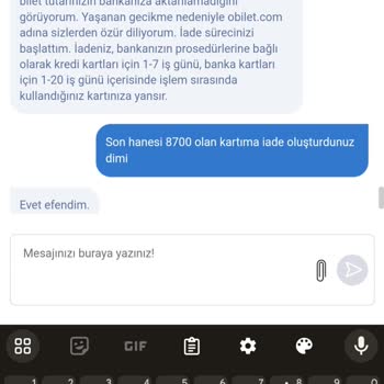 Obilet Bilet İademi Bankaya Yansıtmıyor.