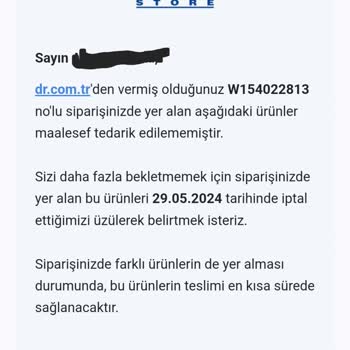 D&R Tedarik Nedeniyle Siparişi İptal Etti