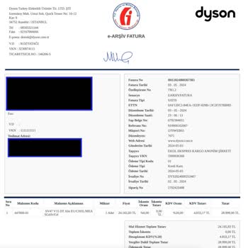 Dyson Kurumsal Fatura Kesmiyor, Fatura Düzeltmiyor