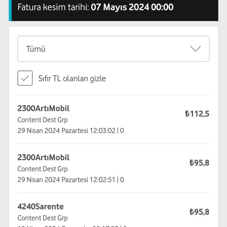 Vodafone Bilgim Dışında Alınan Ücretli Uygulama