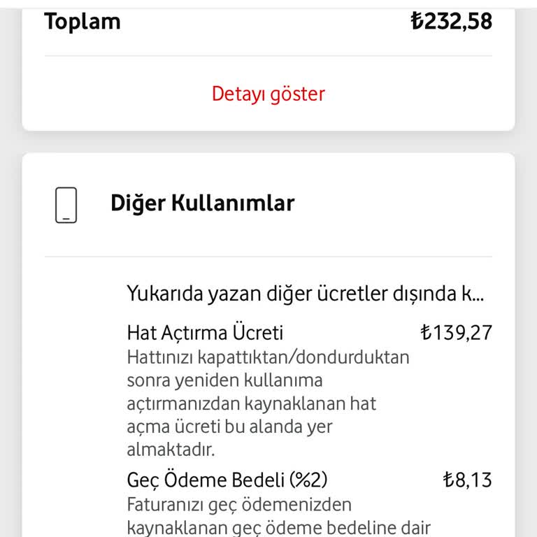 Vodafone Faturalı Hat Fazla Ek Ücret Şikayeti