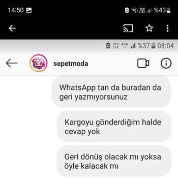 Sepetmoda Değişim Ürününü Göndermedi Para İadesi De Yapmadı