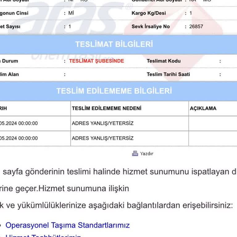 Aras Kargo Günlerdir Gelmeyen Kargo